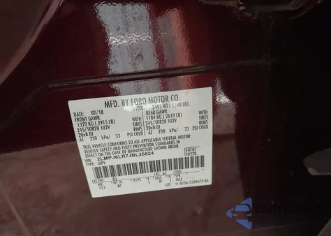 2018 Lincoln Mkx Reserve z USA, uszkodzony, nr VIN 2LMPJ6LR7JBL26824